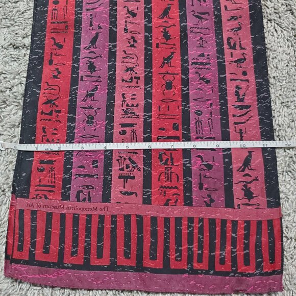 Vintage 90s Silk Metropolitan Museum Egypt Hieroglyphs 100% Silk Scarf - Picture 4 of 5